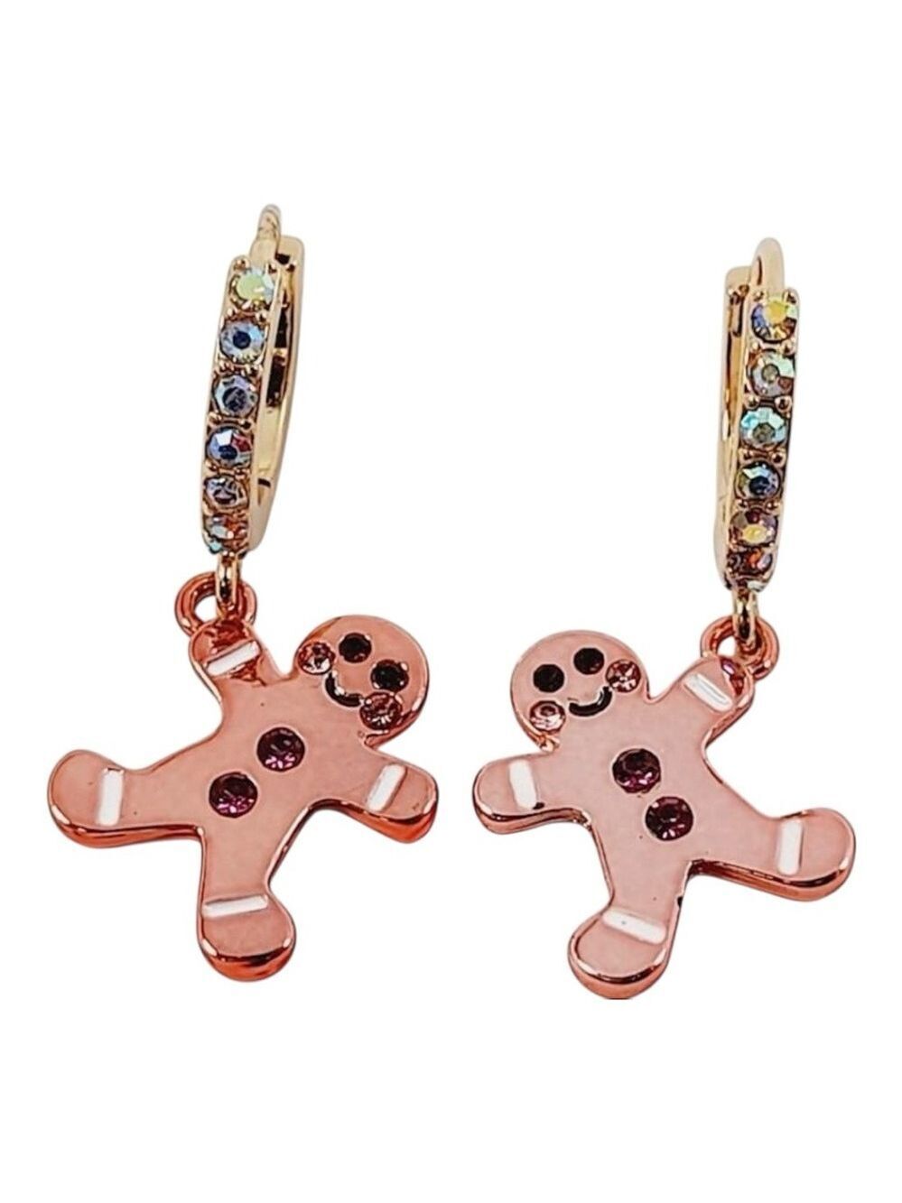 Betsey Johnson Gingerbread Man Huggie Hoop Earrings. 2044